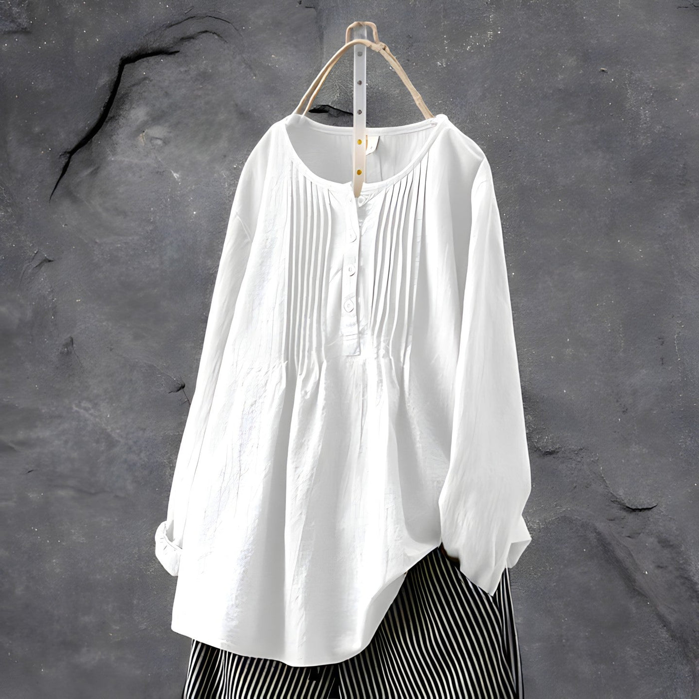 Pleated Button Front Blouse