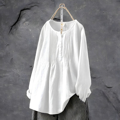 Pleated Button Front Blouse