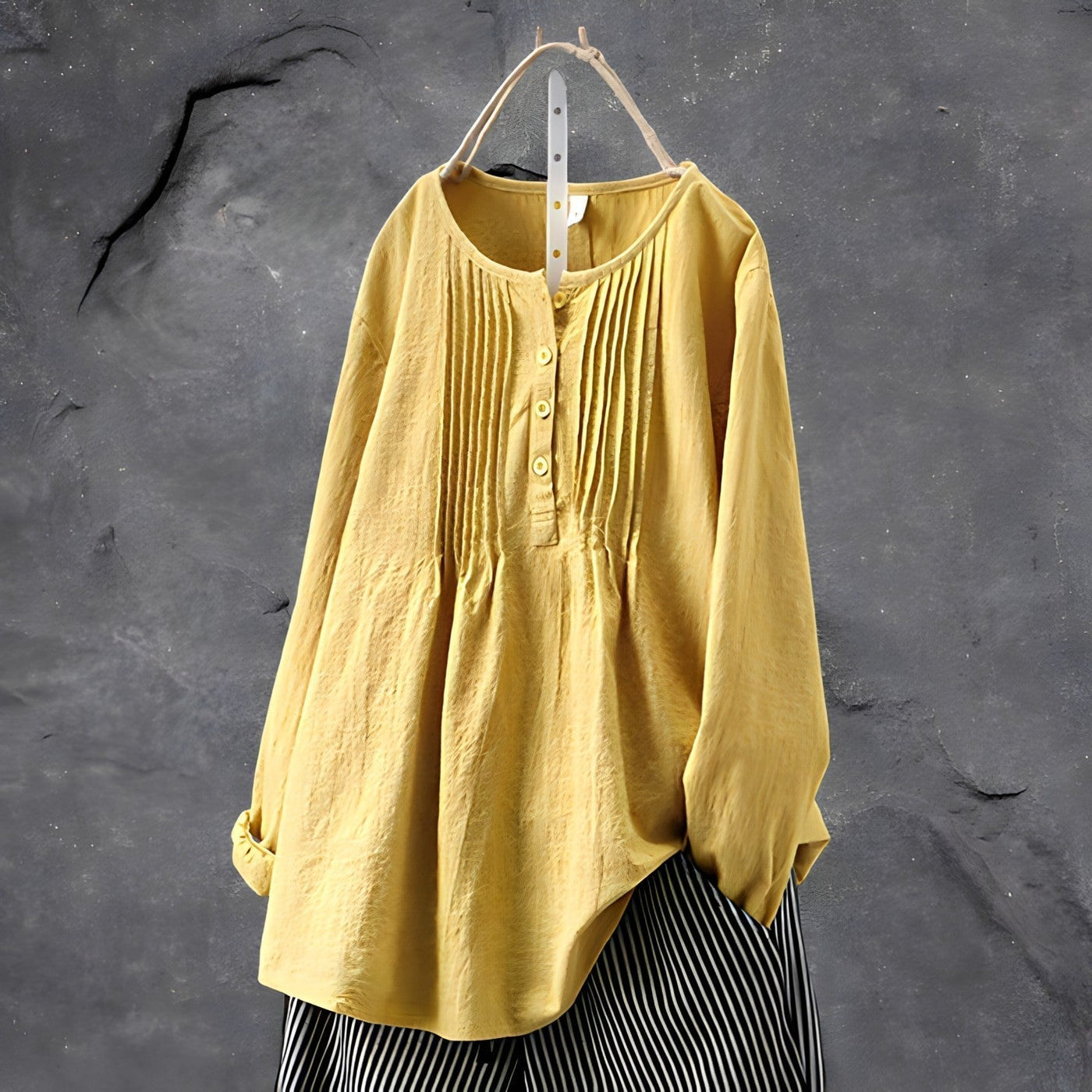 Pleated Button Front Blouse