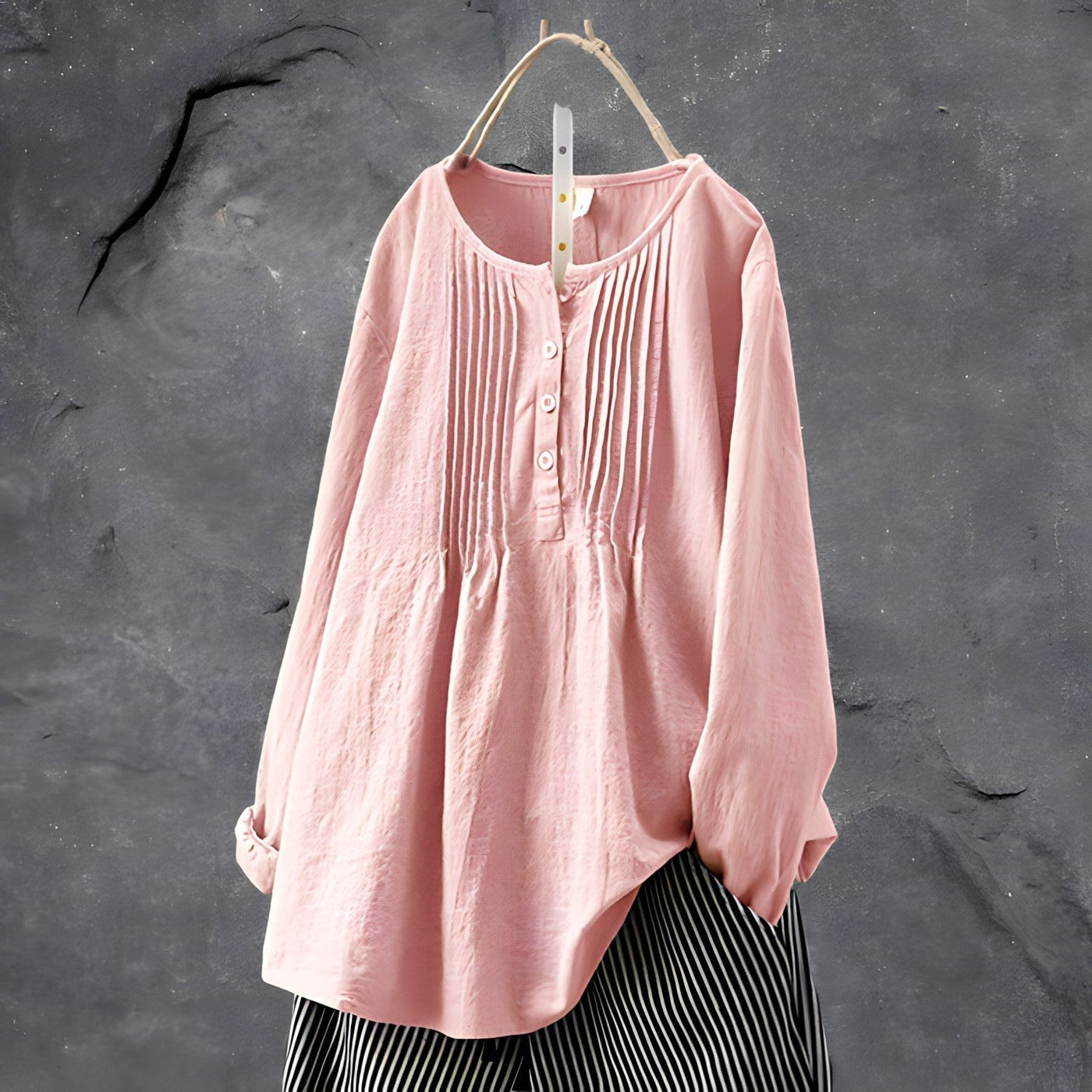 Pleated Button Front Blouse