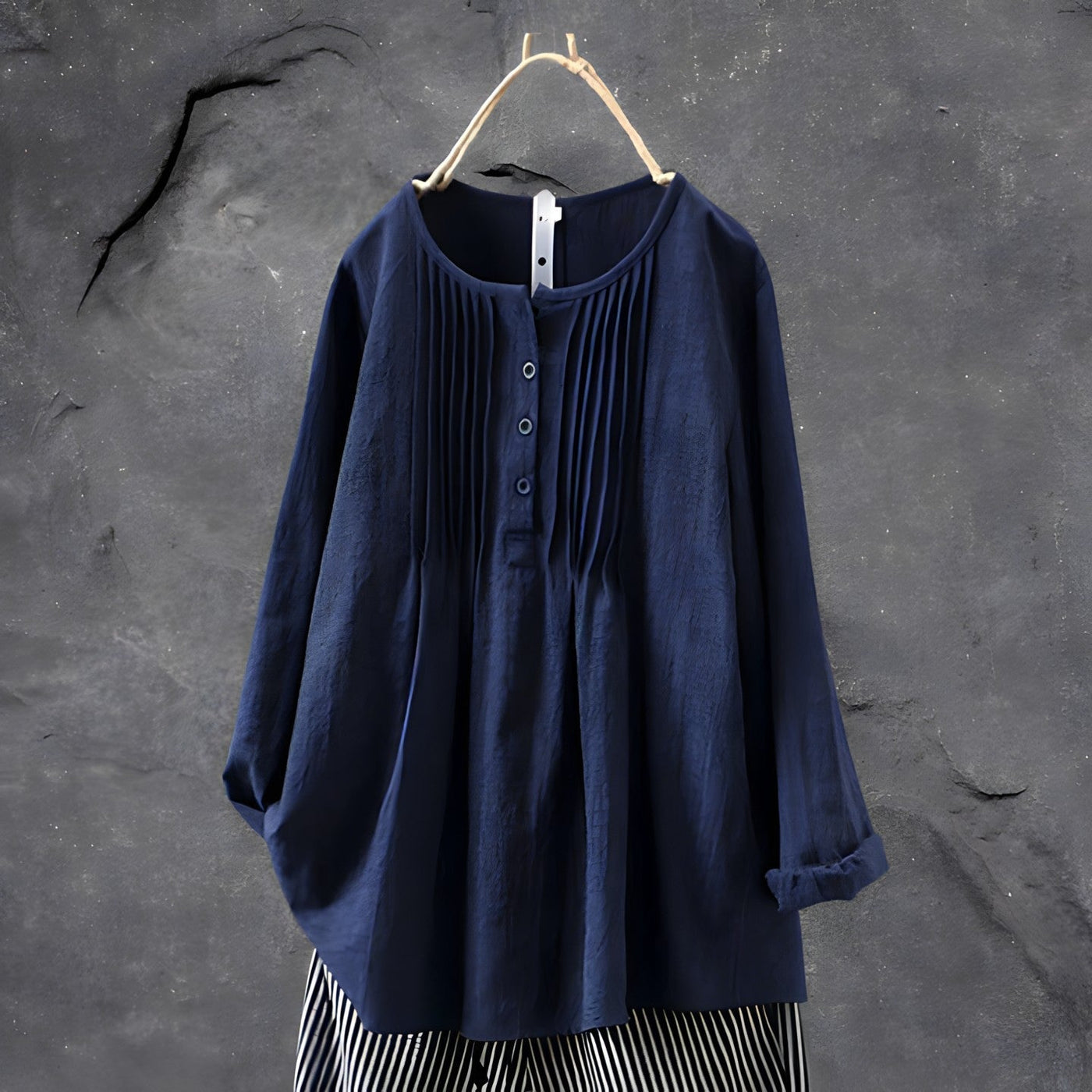 Pleated Button Front Blouse