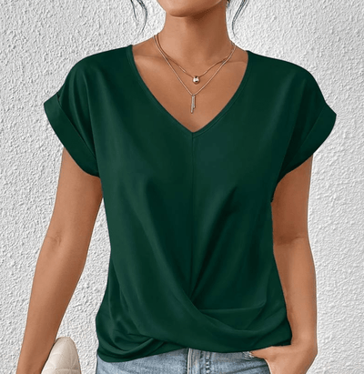 V-Neck Short Sleeve Blouse