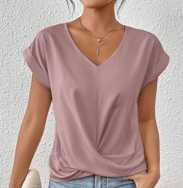 V-Neck Short Sleeve Blouse