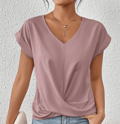 V-Neck Short Sleeve Blouse