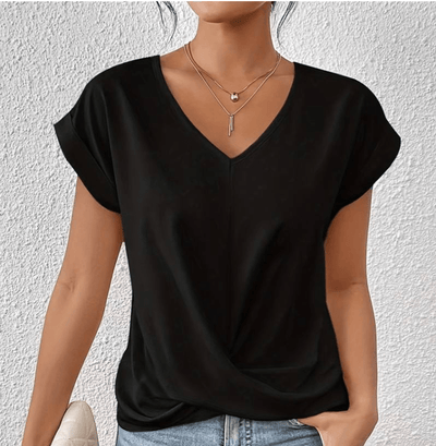 V-Neck Short Sleeve Blouse