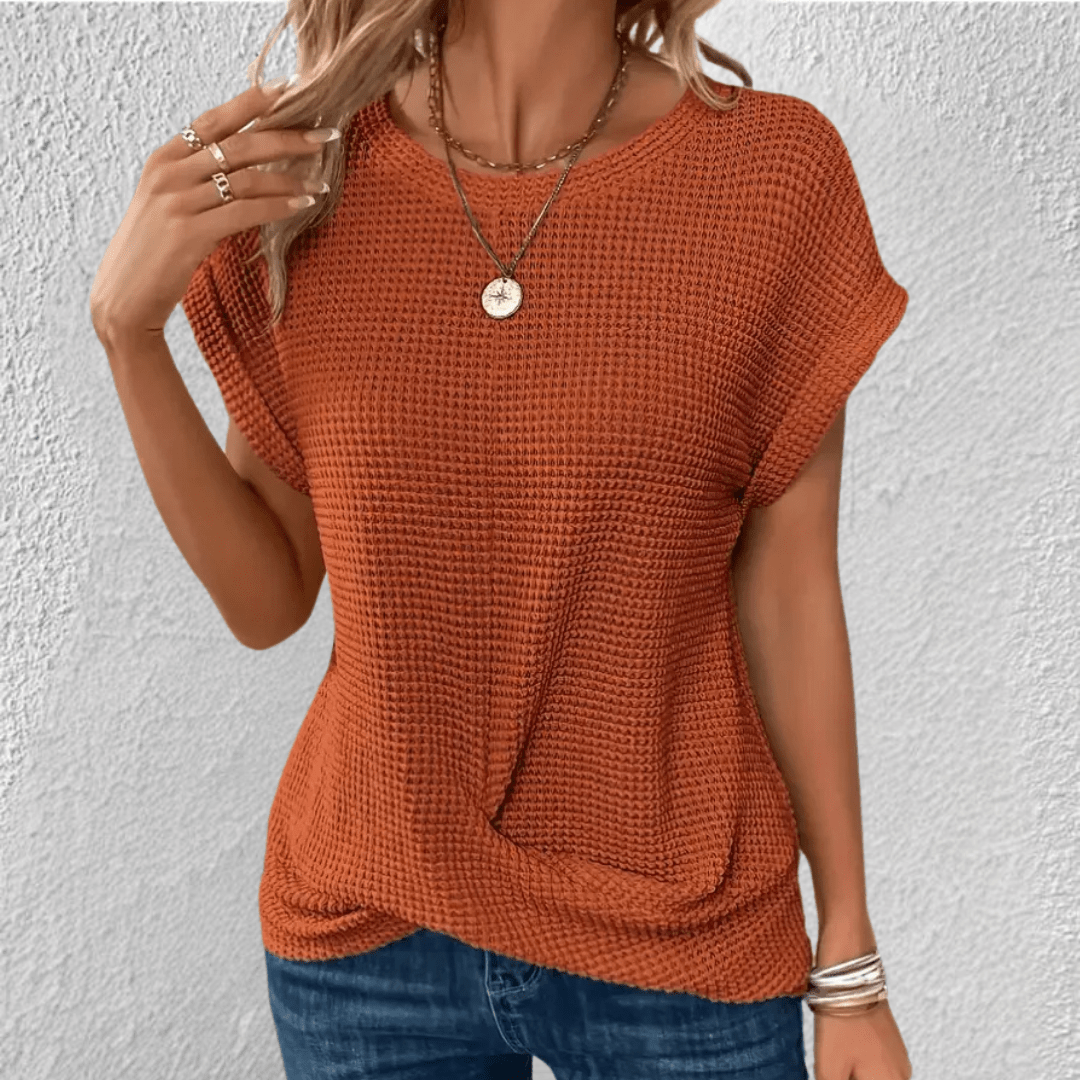 Textured Short Sleeve Casual Top