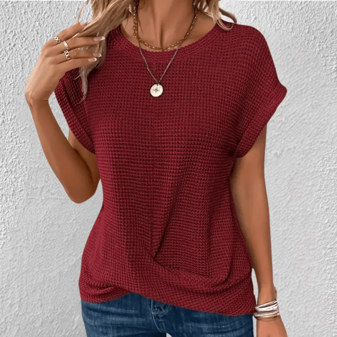 Textured Short Sleeve Casual Top