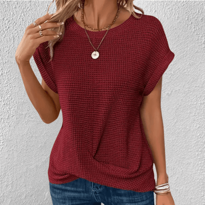 Textured Short Sleeve Casual Top