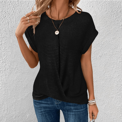 Textured Short Sleeve Casual Top