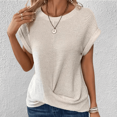 Textured Short Sleeve Casual Top