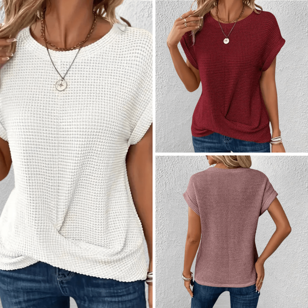 Textured Short Sleeve Casual Top