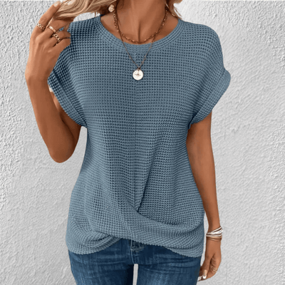 Textured Short Sleeve Casual Top