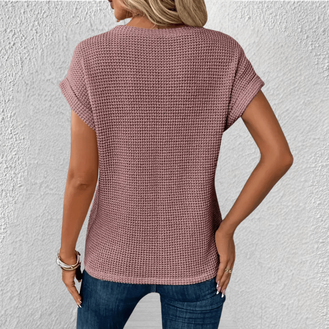 Textured Short Sleeve Casual Top