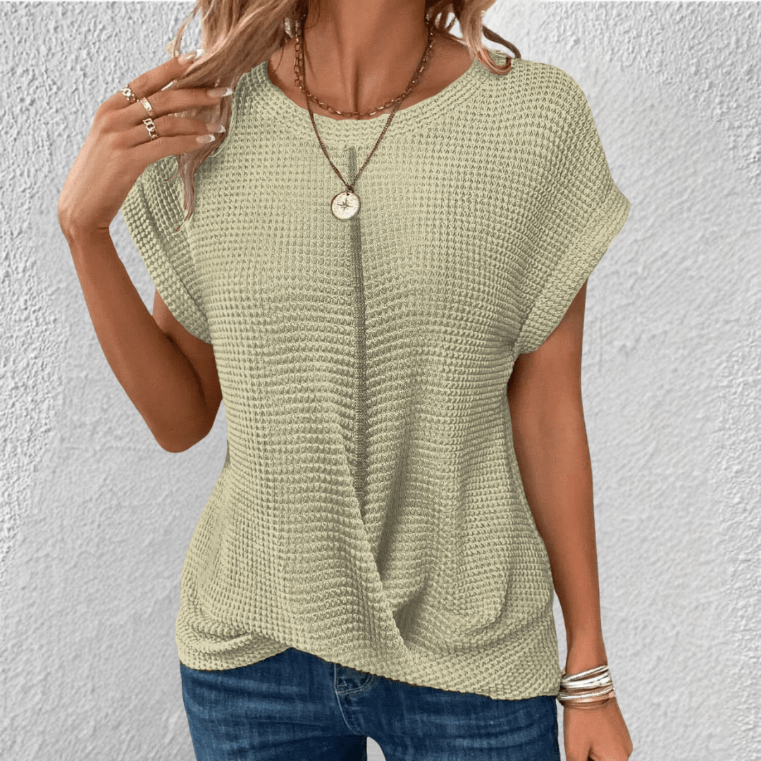Textured Short Sleeve Casual Top