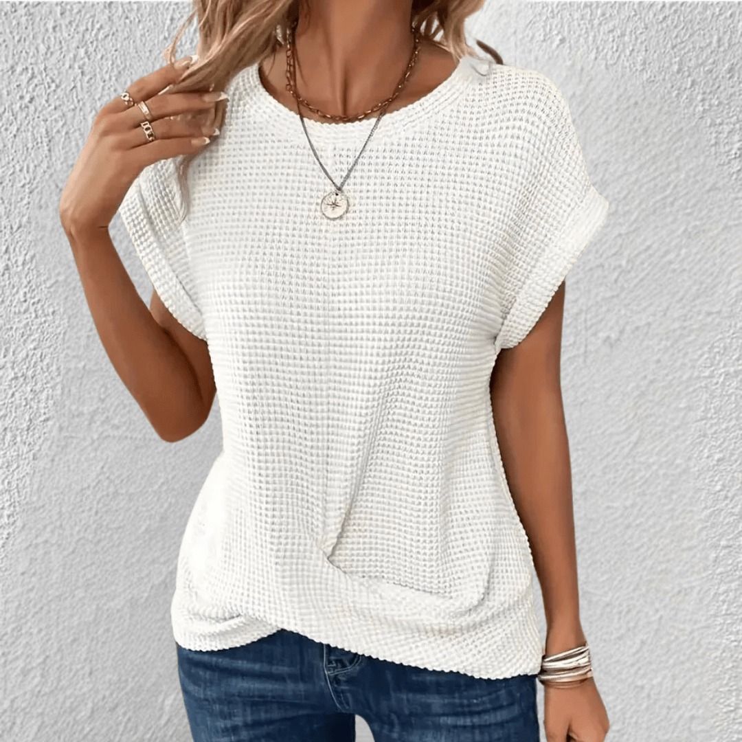 Textured Short Sleeve Casual Top
