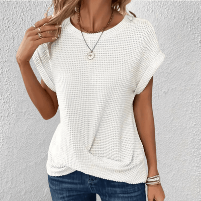 Textured Short Sleeve Casual Top