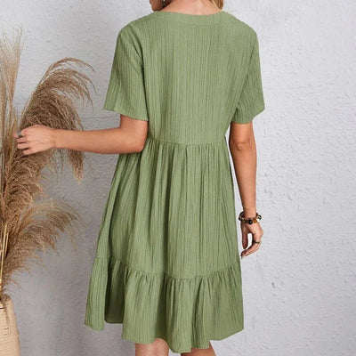 Short Sleeve V-Neck Casual Dress