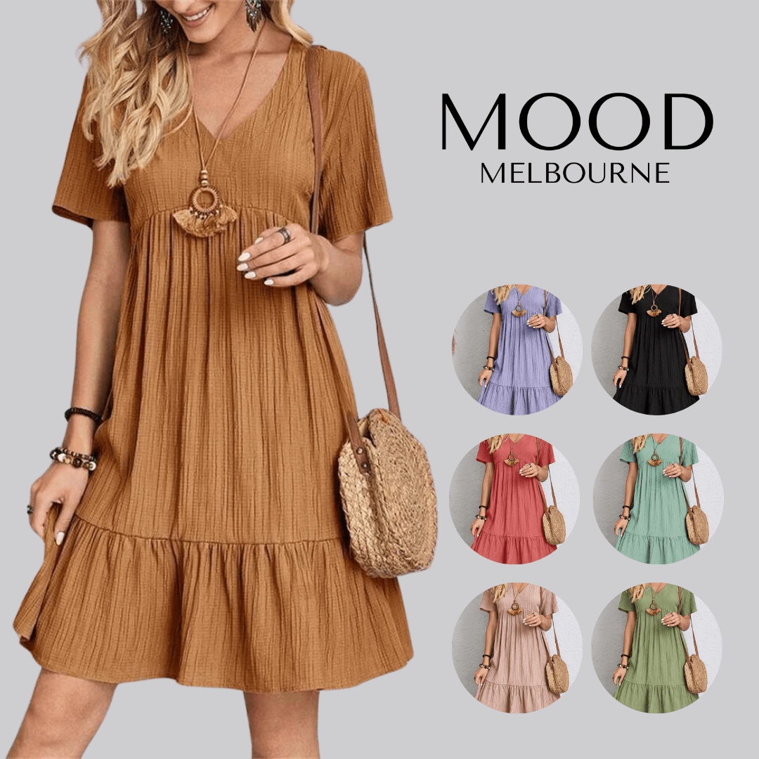 Short Sleeve V-Neck Casual Dress