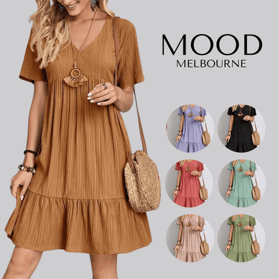 Short Sleeve V-Neck Casual Dress