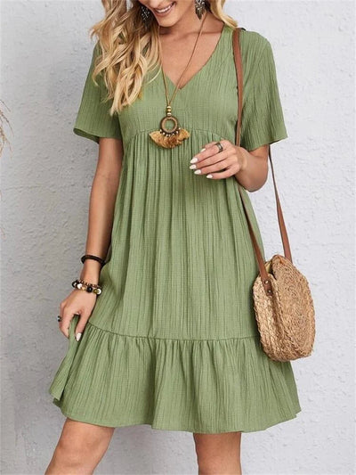 Short Sleeve V-Neck Casual Dress