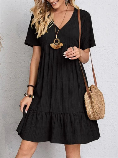 Short Sleeve V-Neck Casual Dress