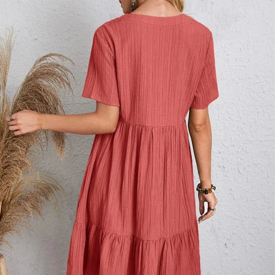 Short Sleeve V-Neck Casual Dress