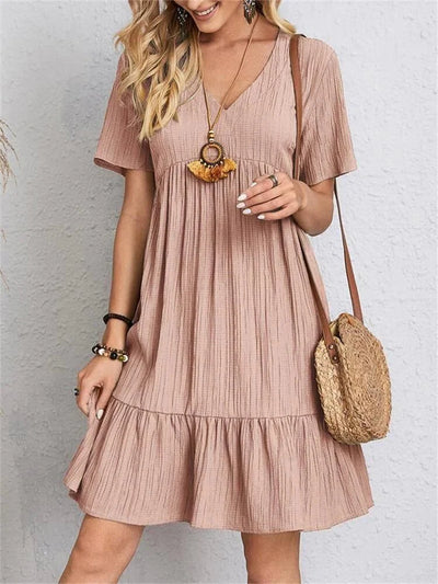Short Sleeve V-Neck Casual Dress