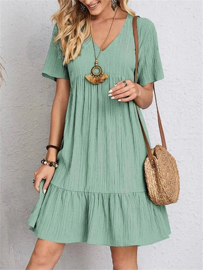 Short Sleeve V-Neck Casual Dress