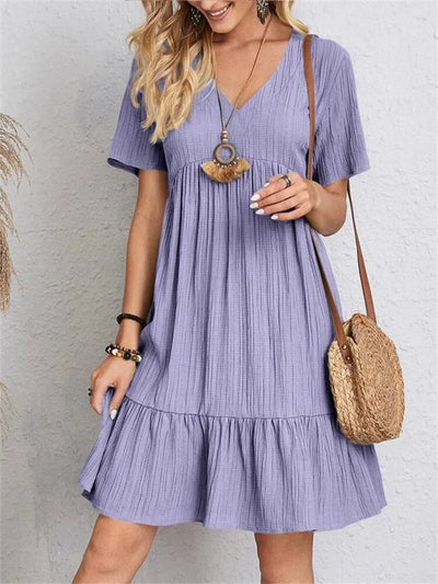 Short Sleeve V-Neck Casual Dress